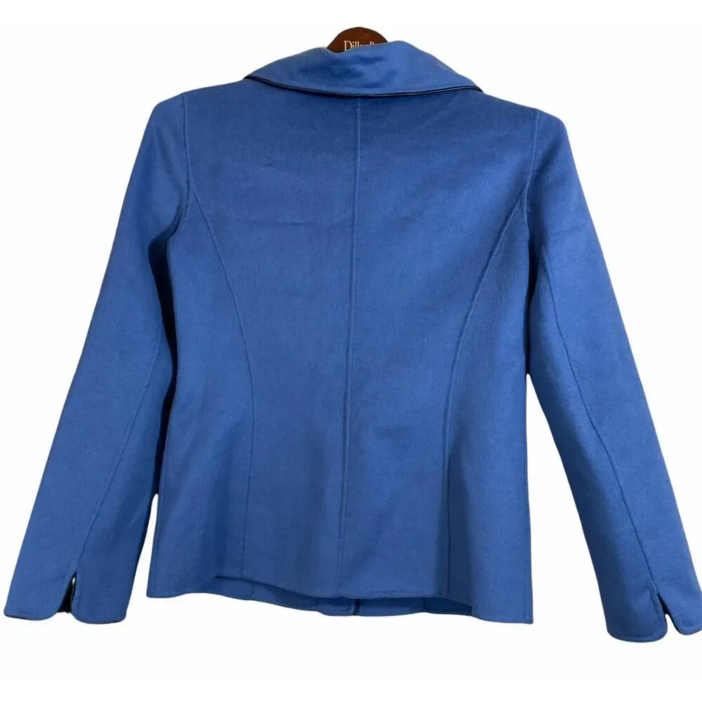 Lafayette 148 Women’s Angora and Wool Blazer Size 4 Button Front Blue